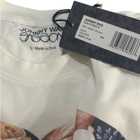 NWT! Johnny Was Sasson Graphic Print Heart OOLALA Floral Tee - Size Small - Picture 7 of 7